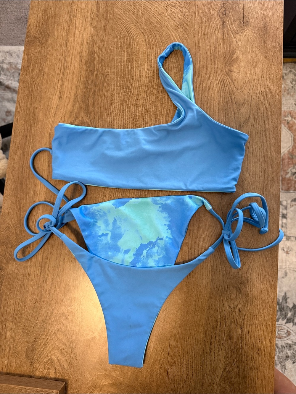 Sky Blue One-Shoulder Bikini Set